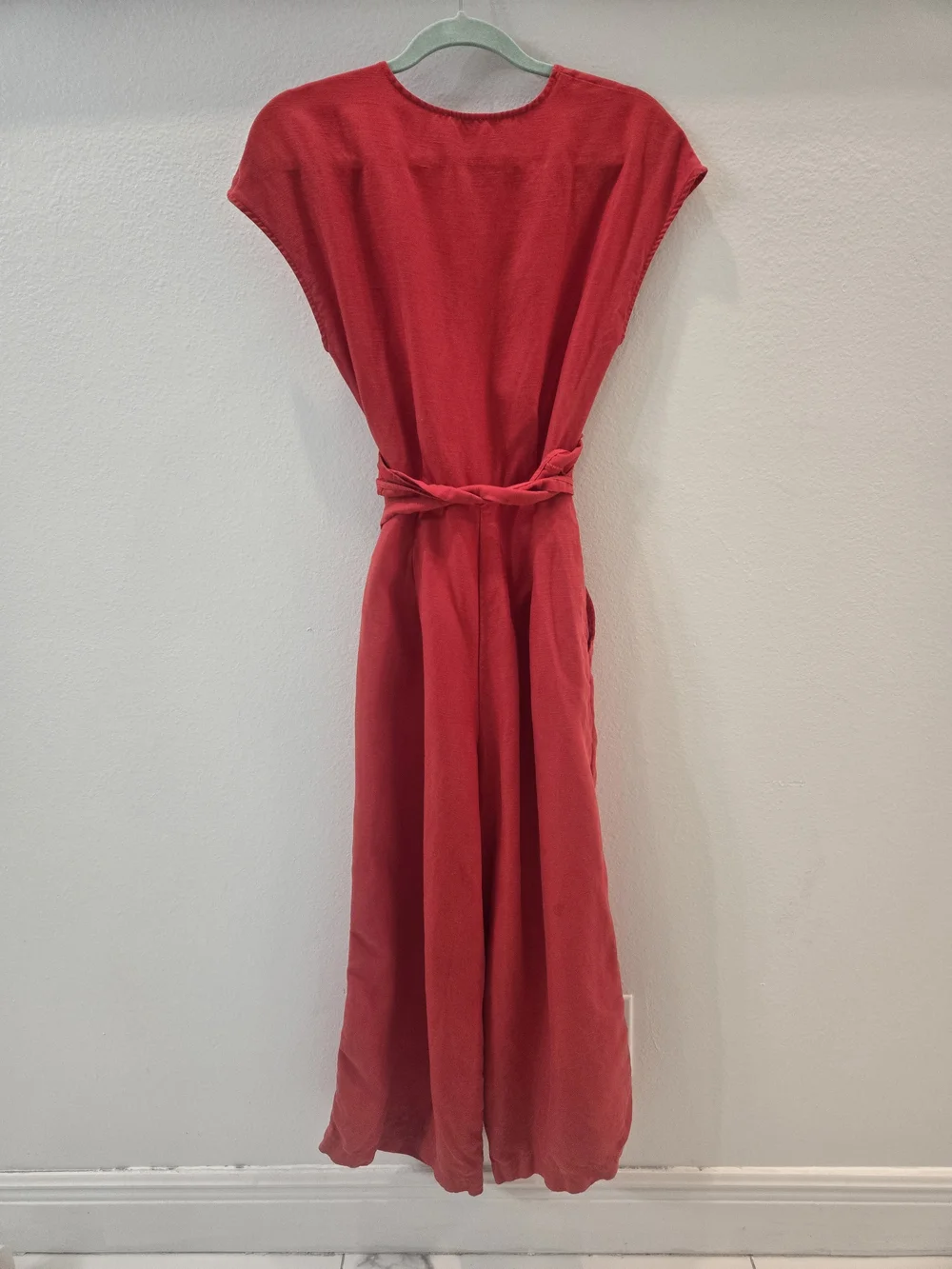 Wilfred Red Wide-Leg Crop Jumpsuit with Wrap Top Size 2